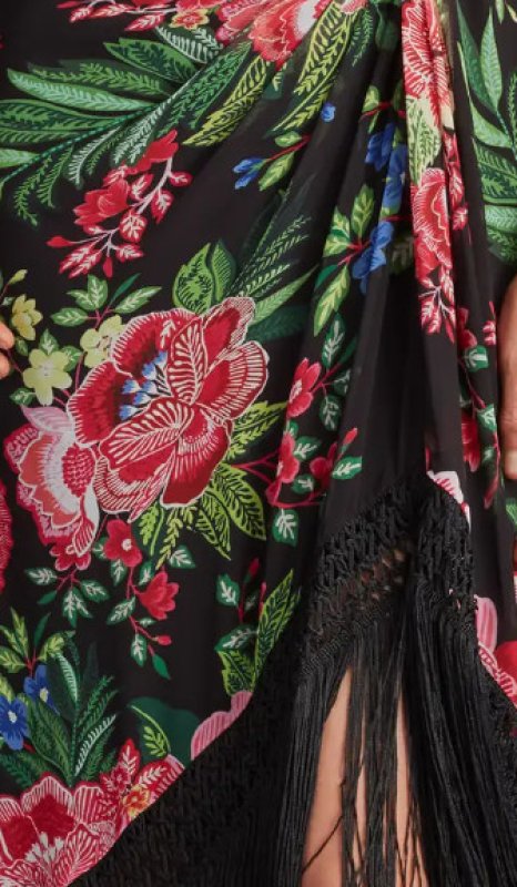 画像3: Tadashi Shoji  タダシショージ　 Kaiser Floral Fringe Midi Dress  ブラック、ピンク系 (3)