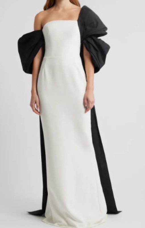 画像1: セール！ Marchesa Notte マルケッサノッテ  Cape Back Column Gown  04201 (1)