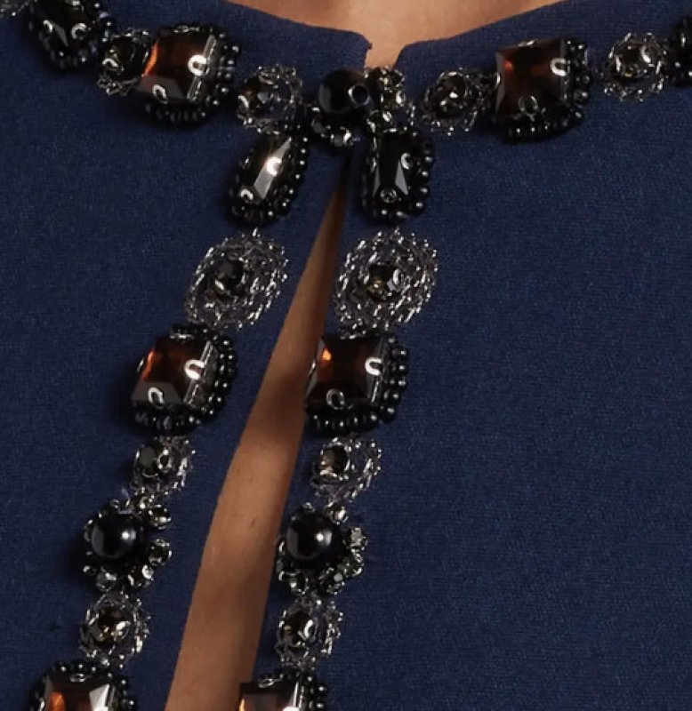 画像4: セール！ Marchesa Notte マルケッサノッテ  Embellished Long Sleeve Crepe Gown ネイビー  13603 (4)