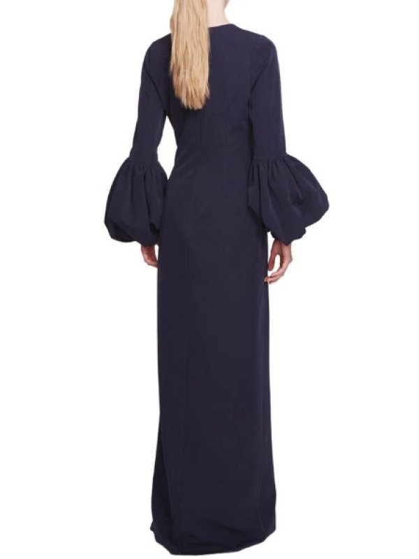 画像2: セール！ Marchesa Notte マルケッサノッテ  Embellished Long Sleeve Crepe Gown ネイビー  13603 (2)