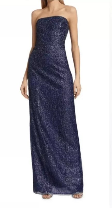 画像4: セール！ Marchesa Notte マルケッサノッテ　ケープ付き Embellished Sequin Column Gown　ネイビー  05202 (4)