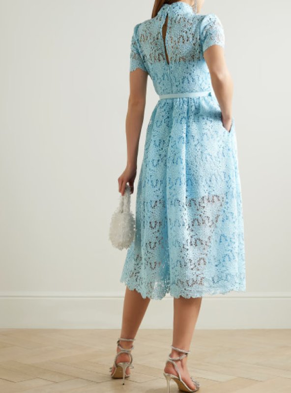 画像2: Self Portrait　セルフポートレート　Belted guipure lace midi dress　ブルー (2)