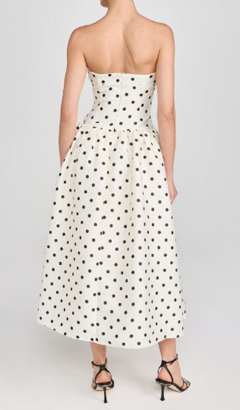 画像5: 【セレブ多数愛用】Self Portrait　セルフポートレート　Cream Polka Dot Taffeta Midi Dress. 04262 (5)