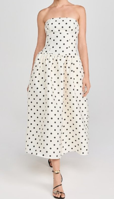 画像3: 【セレブ多数愛用】Self Portrait　セルフポートレート　Cream Polka Dot Taffeta Midi Dress. 04262 (3)