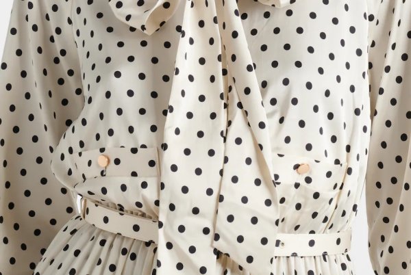 画像4: Self Portrait セルフポートレート Cream Polka Dot Satin Midi Dress  04261 (4)