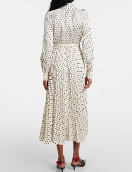 画像2: Self Portrait セルフポートレート Cream Polka Dot Satin Midi Dress  04261 (2)