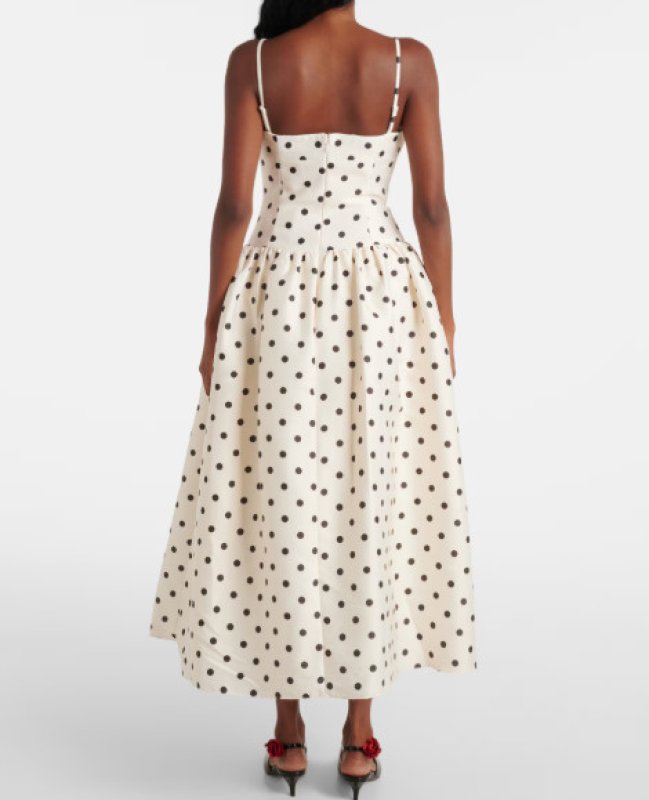 画像2: 【セレブ多数愛用】Self Portrait　セルフポートレート　Cream Polka Dot Taffeta Midi Dress. 04262 (2)