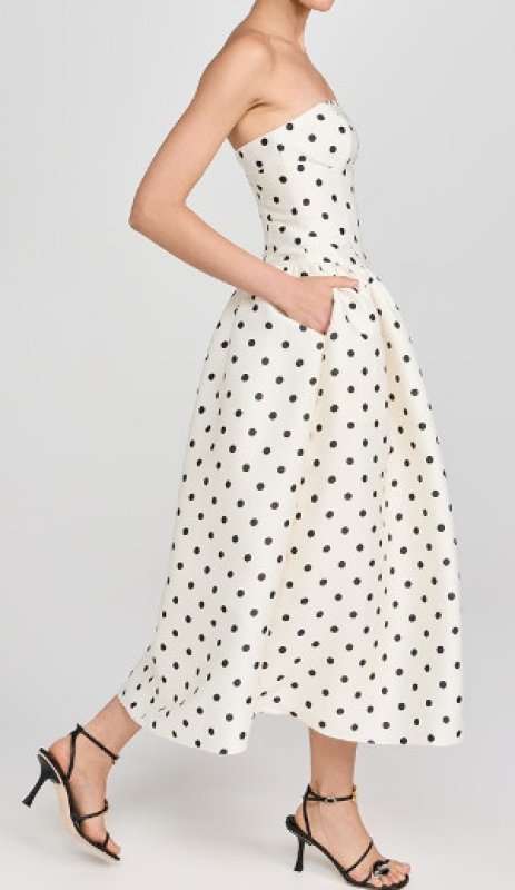 画像4: 【セレブ多数愛用】Self Portrait　セルフポートレート　Cream Polka Dot Taffeta Midi Dress. 04262 (4)