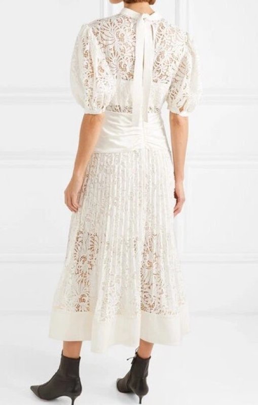 画像3: Self Portrait　セルフポートレート　 Satin Paneled Lace Midi Dress  (3)