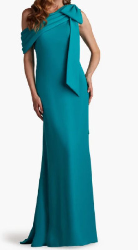 画像1: Tadashi Shoji タダシショージ   cassia ワンショルダー Gown  グリーン、ブルー系  20802 (1)