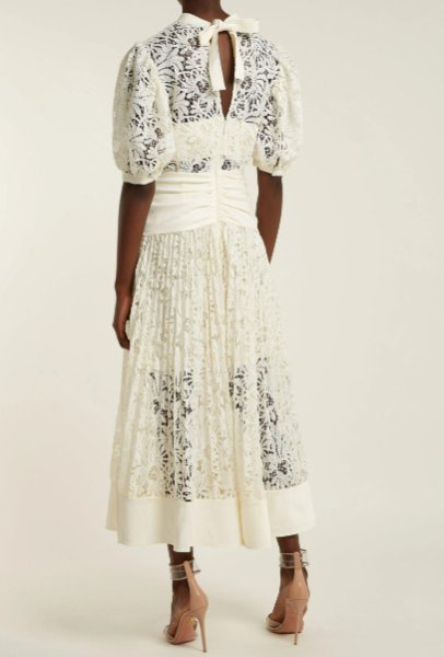 画像4: Self Portrait セルフポートレート  Satin Paneled Lace Midi Dress  (4)