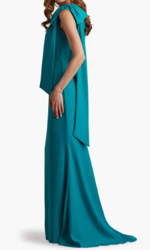 画像2: Tadashi Shoji タダシショージ   cassia ワンショルダー Gown  グリーン、ブルー系  20802 (2)