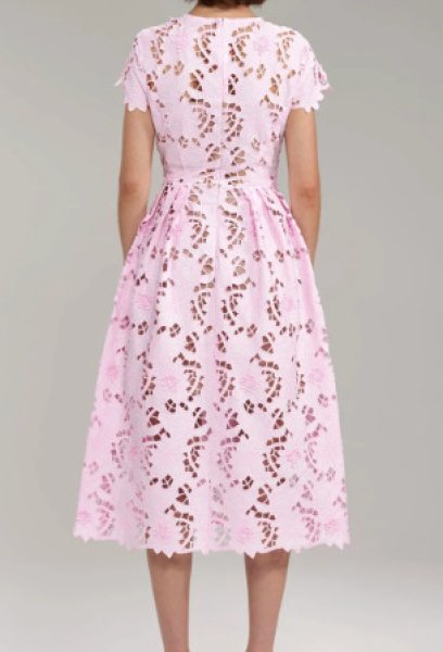画像3: 【パリスヒルトン愛用】Self Portrait セルフポートレート LIGHT PINK GUIPURE COTTON LACE MIDI DRESS (3)