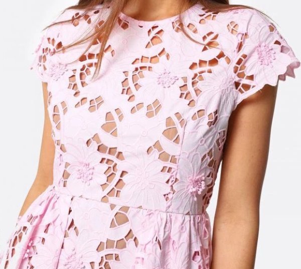 画像2: 【パリスヒルトン愛用】Self Portrait セルフポートレート LIGHT PINK GUIPURE COTTON LACE MIDI DRESS (2)