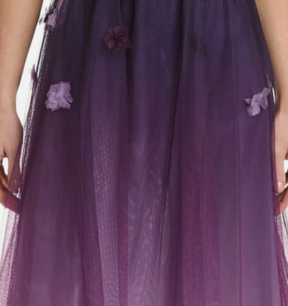 画像3: セール!Marchesa Notte マルケッサノッテ オフショルダーアップリケチュールドレス パープル  06261 (3)