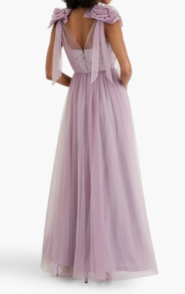 画像2: セール！Badgley Mischka 　ライラックチュールロングドレス  04251 (2)