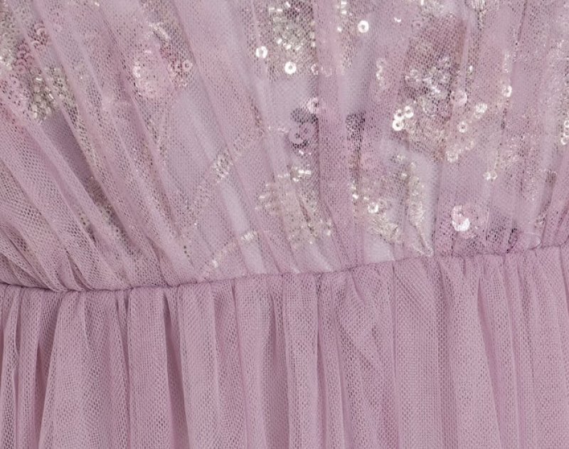 画像4: セール！Badgley Mischka 　ライラックチュールロングドレス  04251 (4)