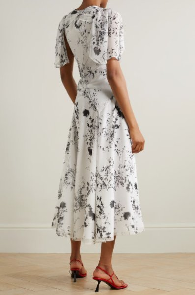 画像2: セール!VICTORIA BECKHAM  ヴィクトリアベッカム Floral-print chiffon midi dress  05301 (2)