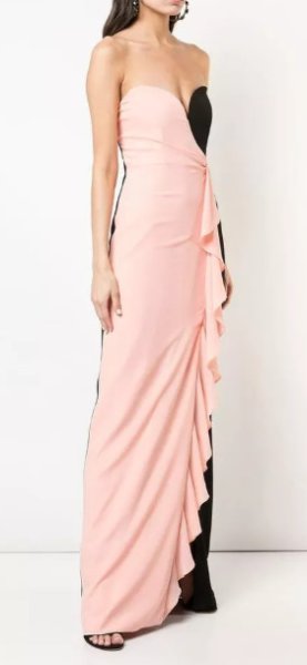 画像3: セール!Nicole Miller ニコルミラー  Strapless Ruffle Gown PEACH/BLACK  05051 (3)