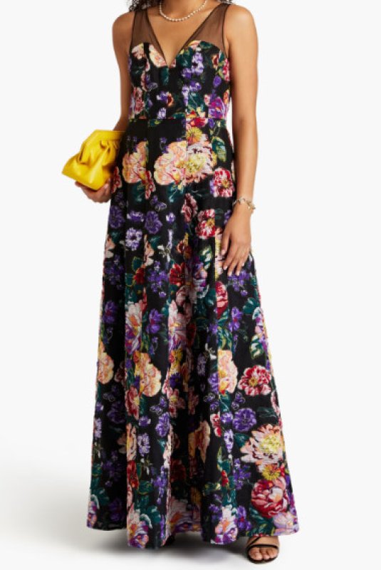 画像1: 限定セール！ Marchesa Notte マルケッサノッテ　花柄ジャガードロングドレス  05033 (1)