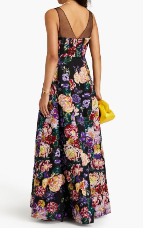 画像2: 限定セール！ Marchesa Notte マルケッサノッテ　花柄ジャガードロングドレス  05033 (2)