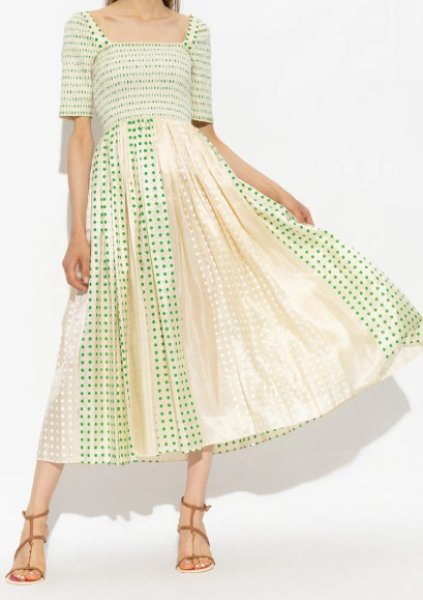 画像1: 5/10までセール！【田中みな実さん他着用】Tory Burch トリーバーチ  Printed Silk Smocked Dress (1)