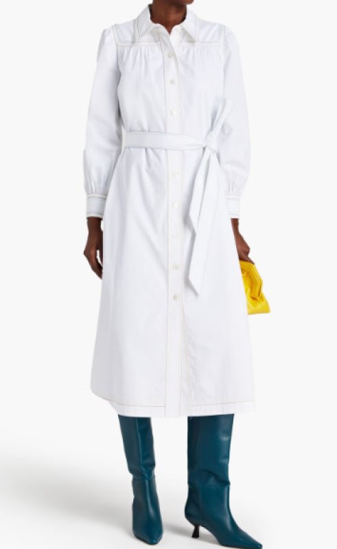 画像1: セール！【トリンドル玲奈さん着用】Tory Burch トリーバーチ　マルチカラーステッチシャツドレス   (1)