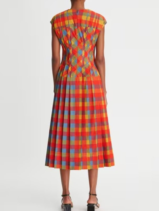 画像1: セール！【生見愛瑠さん着用】Tory Burch トリーバーチ  Veronica Plaid Claire McCardell Dress  (1)
