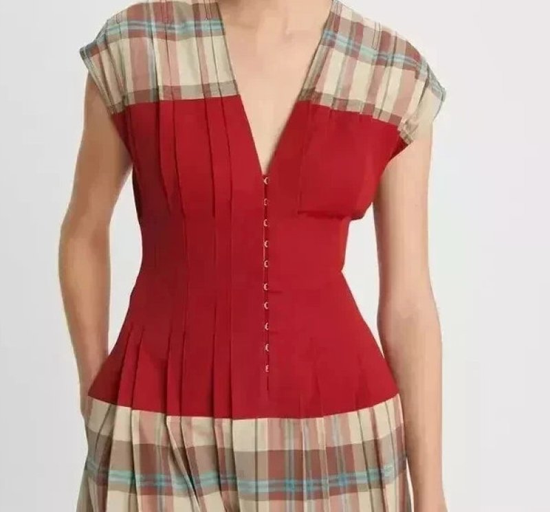 画像2: セール！Tory Burch トリーバーチ  Plaid Silk Claire McCardell Dress  06081 (2)