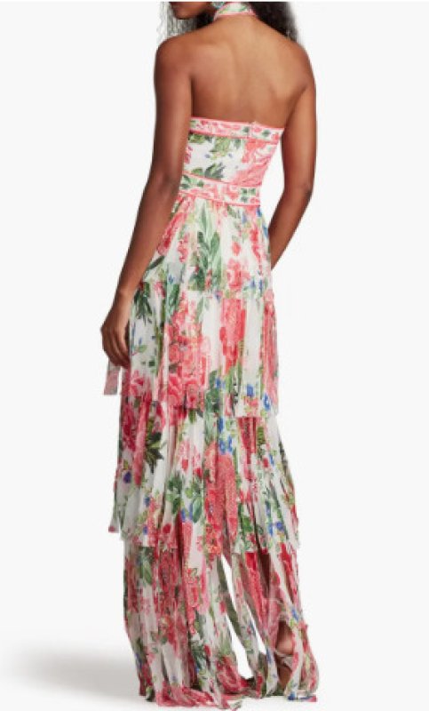 画像2: Tadashi Shoji  タダシショージ  Somaya Floral Print Fringe Gown　ホワイト、ピンク系 (2)