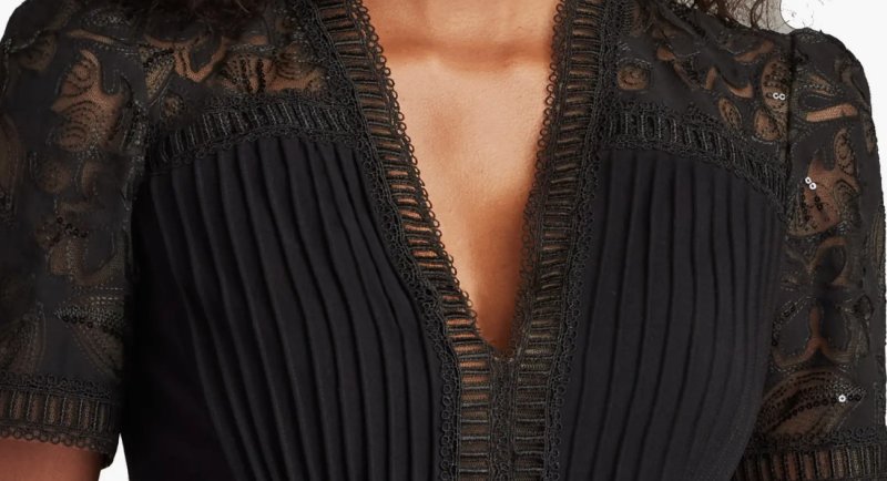 画像4: Tadashi Shoji タダシショージ  Brone Illusion Lace Cocktail Dress  ブラック (4)