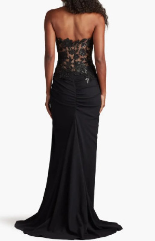 画像2: Tadashi Shoji タダシショージ   Dresden Draped Sequin Embroidered Gown 　ブラック (2)