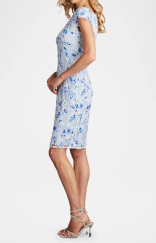 画像3: Tadashi Shoji  タダシショージ  Arid 3D Floral Embroidered Dress　  ホワイト、ブルー系 (3)