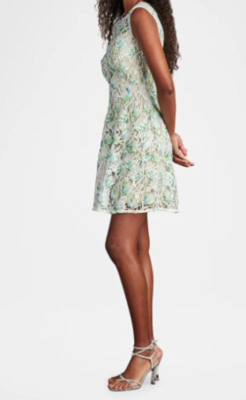 画像4: Tadashi Shoji  タダシショージ   Pyla 3D Floral Embroidered mini Dress　  ホワイト、グリーン系 (4)