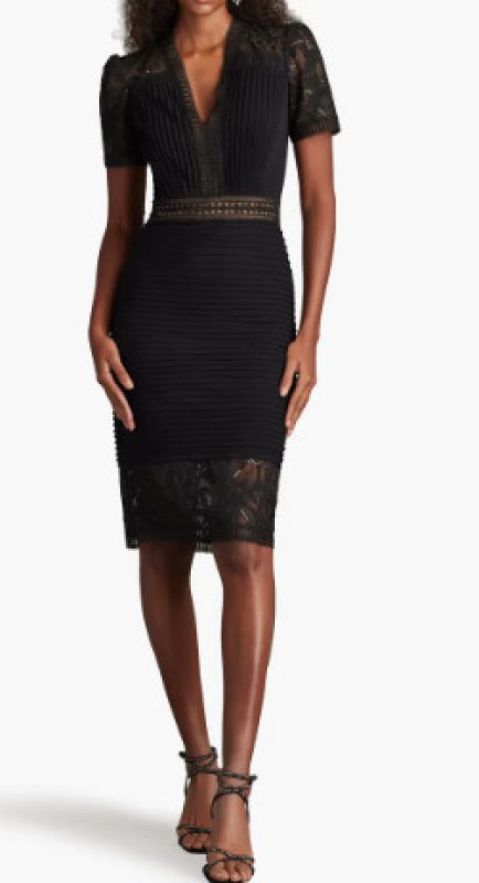 画像1: Tadashi Shoji タダシショージ  Brone Illusion Lace Cocktail Dress  ブラック (1)