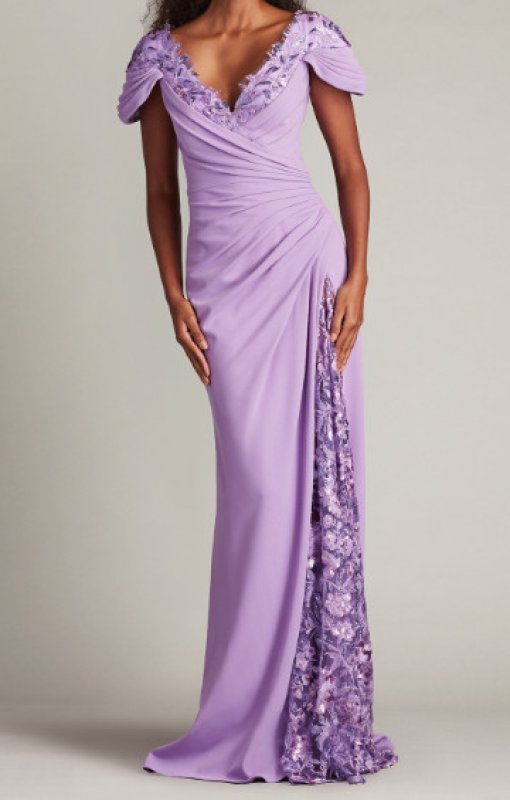 画像1: Tadashi Shoji タダシショージ  Sunas Gown パープル系   (1)