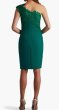 画像2: Tadashi Shoji  タダシショージ  　Reya One-Shoulder Embroidered Illusion Dress　グリーン (2)