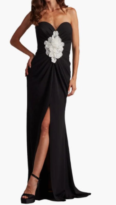 画像1: Tadashi Shoji タダシショージ    Sirota Center-Front Ruffle Gown　ブラック (1)