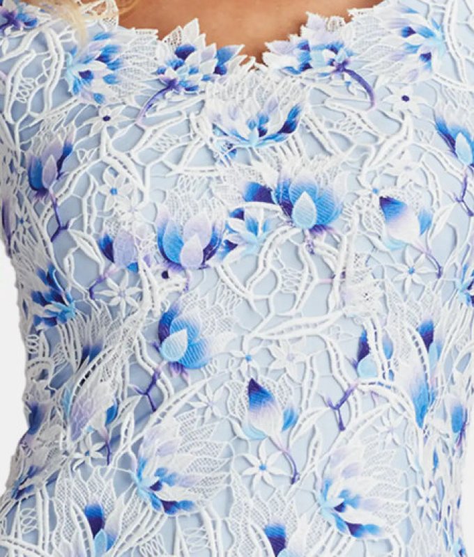 画像4: Tadashi Shoji  タダシショージ  Arid 3D Floral Embroidered Dress　  ホワイト、ブルー系 (4)