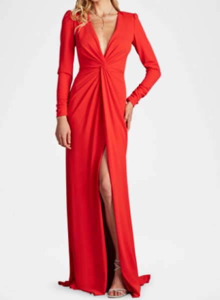 画像1: Tadashi Shoji タダシショージ  Bates Twist-Front Gown  レッド系 (1)