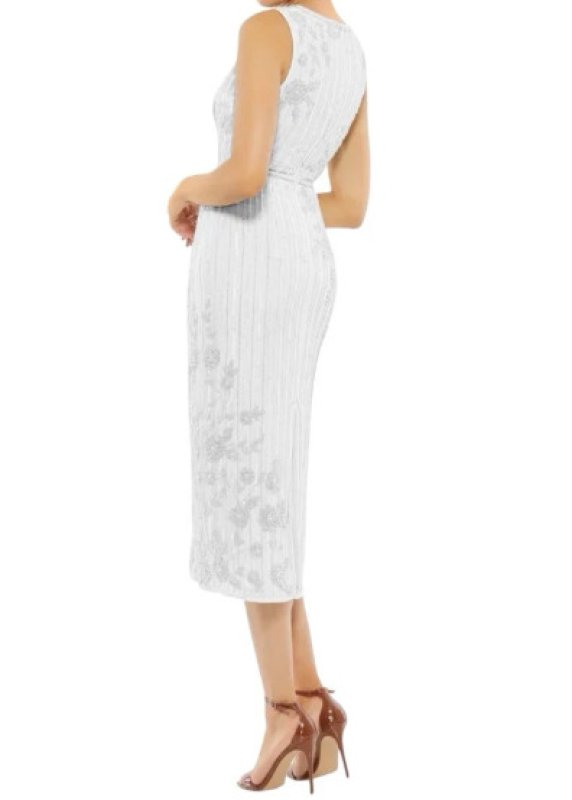 画像2: セール！Mac Duggal マックドゥガル　Striped Floral Embellish Sleeveless Midi Dress ホワイト系  05151 (2)