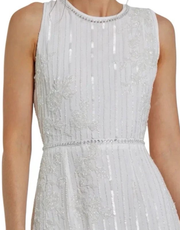 画像3: セール！Mac Duggal マックドゥガル　Striped Floral Embellish Sleeveless Midi Dress ホワイト系  05151 (3)