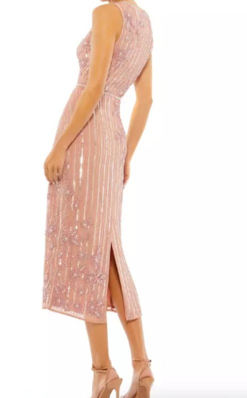 画像3: セール！Mac Duggal マックドゥガル　Striped Floral Embellish Sleeveless Midi Dress ピンク系  05151 (3)