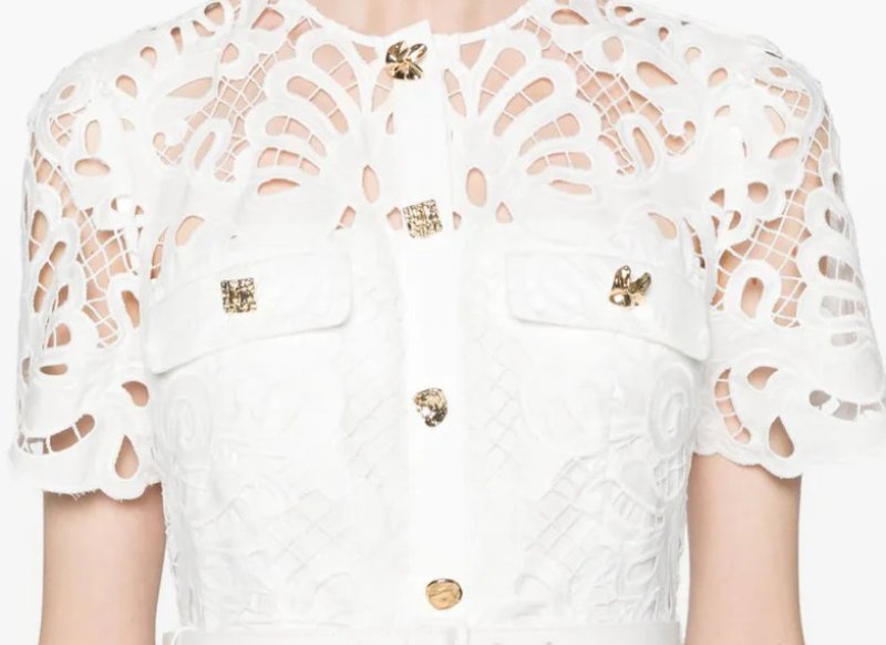 画像4: セール！【パリスヒルトン愛用】Self Portrait　セルフポートレート　Cotton Lace Button Midi Dress ホワイト  06091 (4)