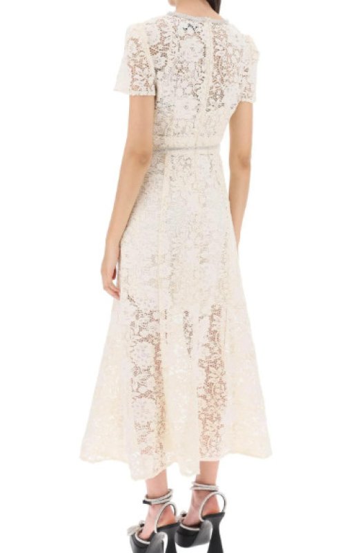 画像2: 【本田望結さん着用】Self Portrait　セルフポートレート　Cream Cord Lace Bow Midi Dress  05212 (2)