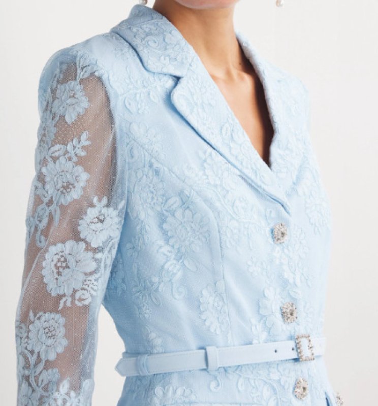 画像3: 限定セール！Self Portrait　セルフポートレート  Lace Tailored Midi Dress ブルー  06111 (3)