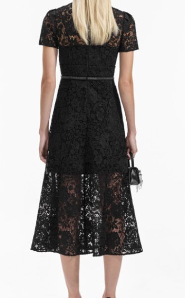 画像2: 【本田望結さん着用】Self Portrait　セルフポートレート　Black Cord Lace Bow Midi Dress (2)