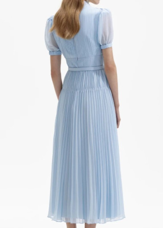 画像2: 限定セール！Self Portrait　セルフポートレート　Chiffon Bow Midi Dress  ブルー系   (2)