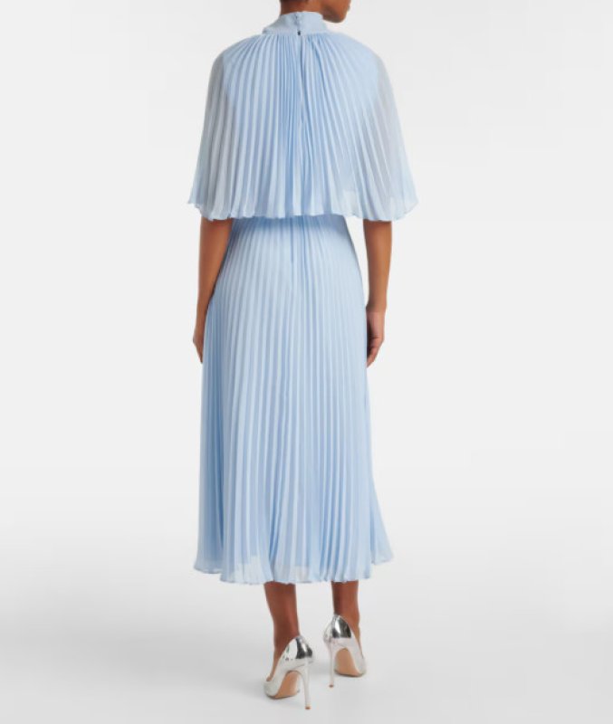 画像2: セール！Self Portrait　セルフポートレート　Chiffon Cape Midi Dress ブルー (2)