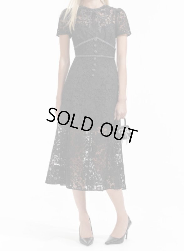 画像1: 【本田望結さん着用】Self Portrait　セルフポートレート　Black Cord Lace Bow Midi Dress (1)